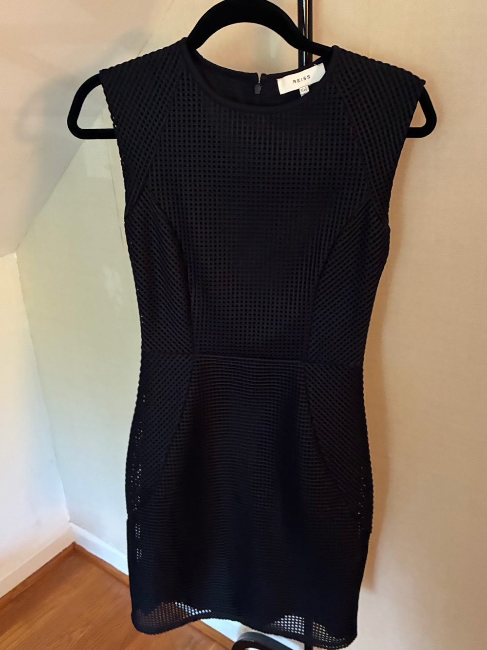 Reiss Black Textured Sleeveless Mini Dress - size 2